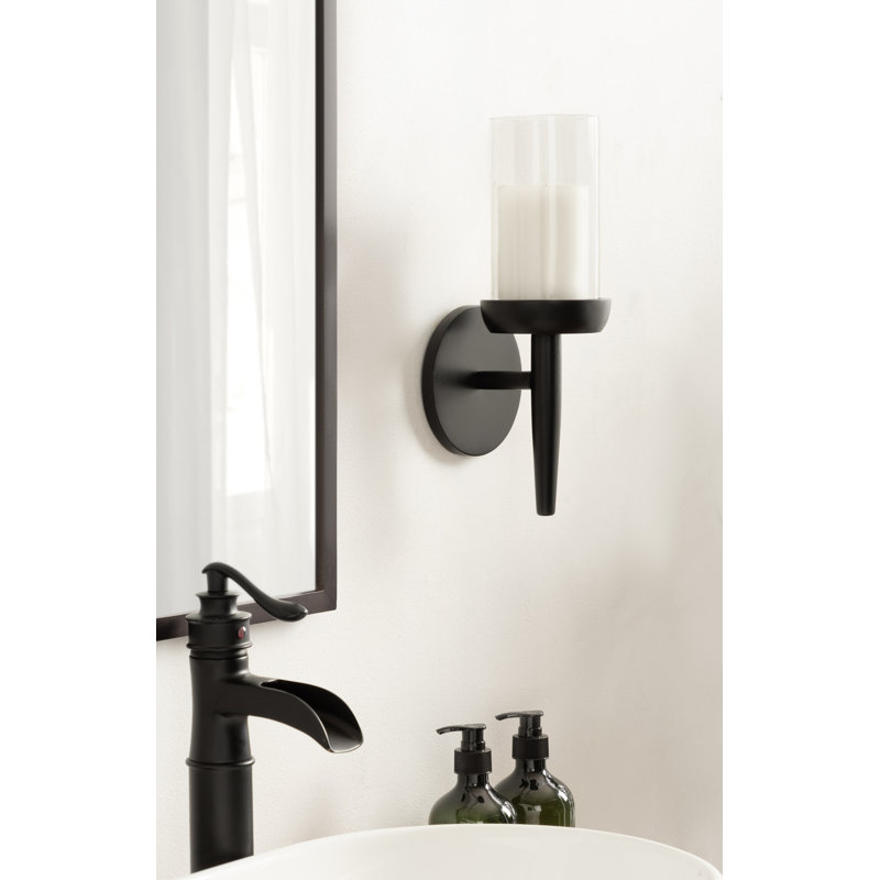 Shae 13" Modern Wood Wall Sconce, Black