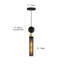 Luminaire suspendu cylindrique en métal noir et doré