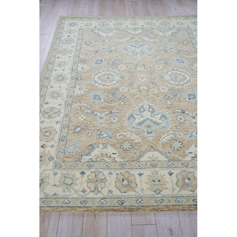 Claremont Oushak Hand Tufted Area Rug in Light Brown/Ivory, Rectangle 8' x 10'