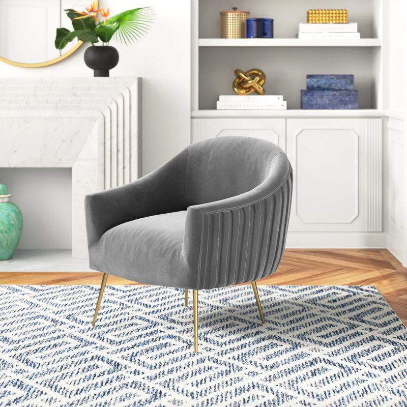 Darrell Upholstered Armchair, Gray Velvet