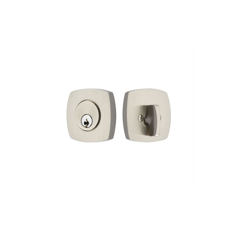 Urban Modern Single Cylinder Deadbolt Unlacquered Brass Finish, Satin Nickel