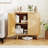 2PCS Bamboo Buffet Cabinet w/ PE Rattan Doors Freestanding Kitchen Cupboard Natural