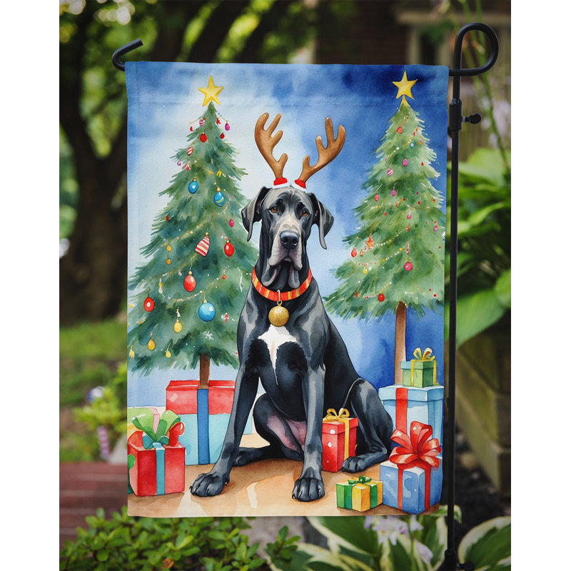 Drapeau de Noël renne de jardin, Grand danois noir