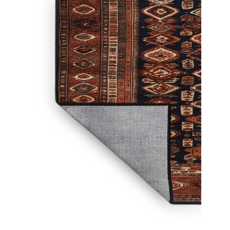 Tapis brun turc lavable à la machine, Rond 8 pi
