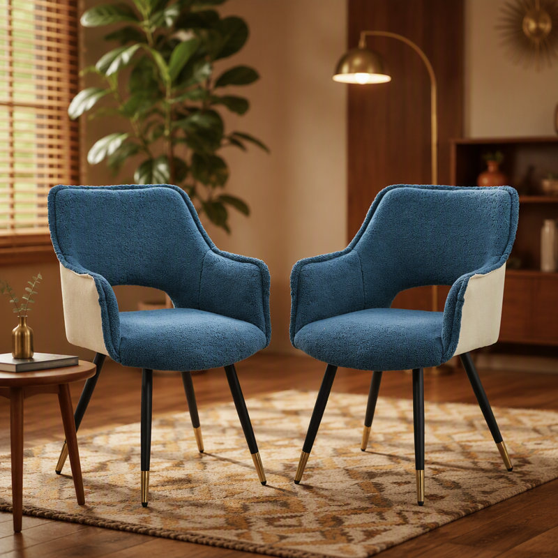Ensemble de 2 fauteuils d'appoint en tissu bleu, 23 po x 23 po x 34 po
