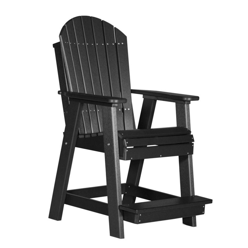 Chaise de terrasse Janel Adirondack, Noir, Chaise à accoudoir