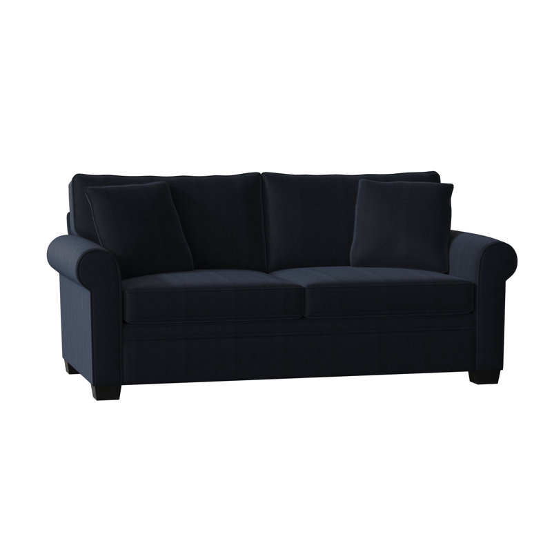 Quaker Upholstered 76'' Sofa, Espresso, Entice Indigo