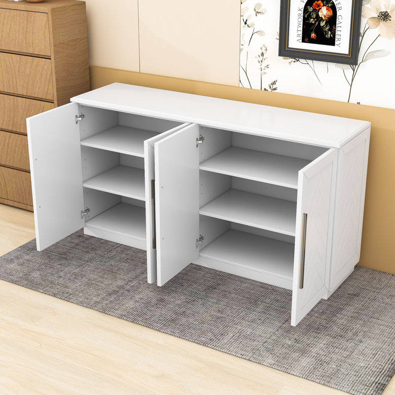 Buffet avec tablettes de rangement réglables pour la cuisine ou le salon, Blanc