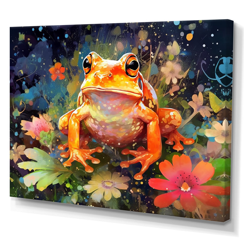 «Leaping Frogs Amphibians I», art mural grenouille, H 30 po x l 40 po x P 1,5 po, Toile tendue