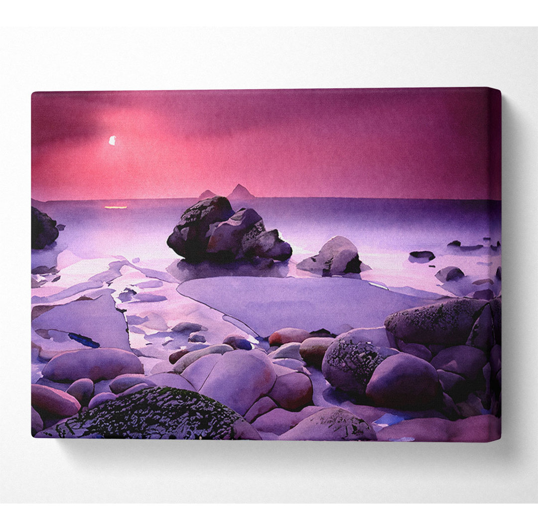 Lilac Beach Rocks - Leinwanddrucke auf Leinwand