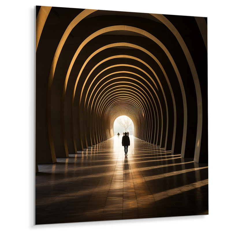 Beige tunnel intemporel classique Passage - Art mural en métal architecture salon, H 20 po x l 12 po x P 1 po