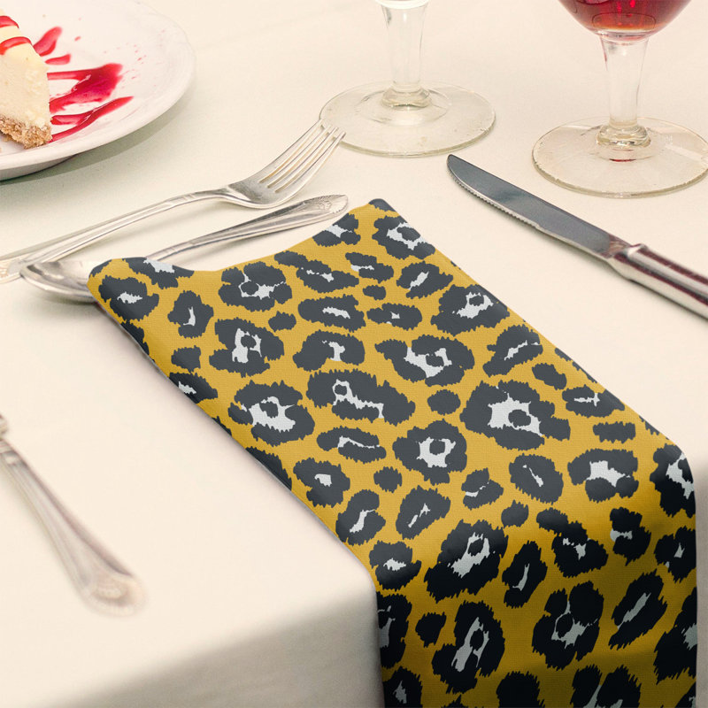 Serviette de table en coton Pittsburgh, 22 po x 22 po, Doré / blanc / noir