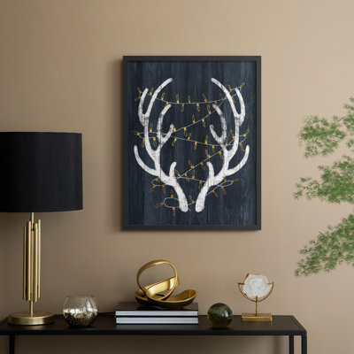Antlers & Lights Framed Print - Solid Wood