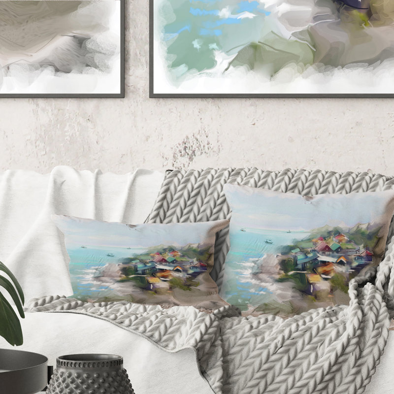 Coussin Dreamy House par The Seascape - imprimé nautique et côtier, 18 po x 18 po