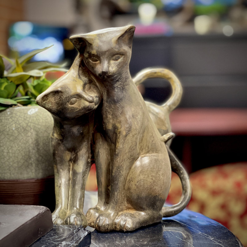 Bronze Double Cats Sculpture