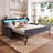 Modern Velvet Daybed with Trundle, LED Lighting, Charging Station, and Upholstered Frame