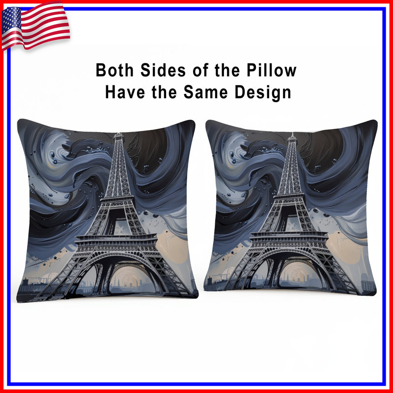 Coussin Tour Eiffel, coussins double face Architecture, 20 po x 20 po