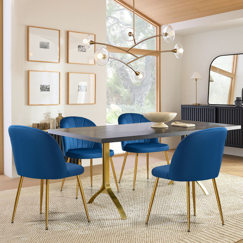 Chaise d'appoint empilable en velours, Marine