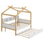 Lit double en bois Molik avec lit gigogne simple et 4 tablettes