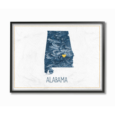 «alabama "minimaling marbréed blue paper silhouette" par daphné polselli, impression