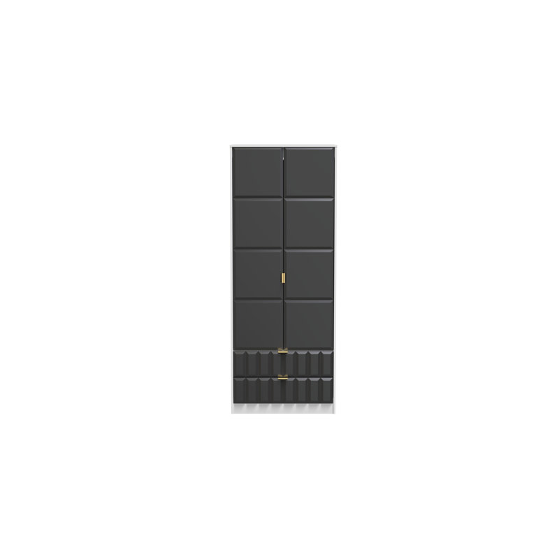 Fully Assembled 3 Door Wardrobe, 197cm H x 74cm W x 53cm D, Graphite/White