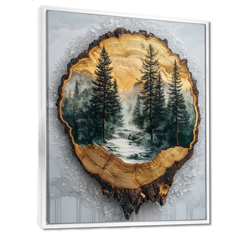 Gerrett - Paysages, art mural, salon, H 40 po x l 30 po, Reproduction avec cadre flottant, Blanc