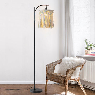Lampe sur pied en corde blanche Boho