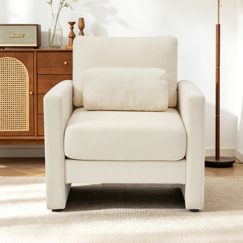 Chaise d'appoint 1 place Mid-Century, Beige