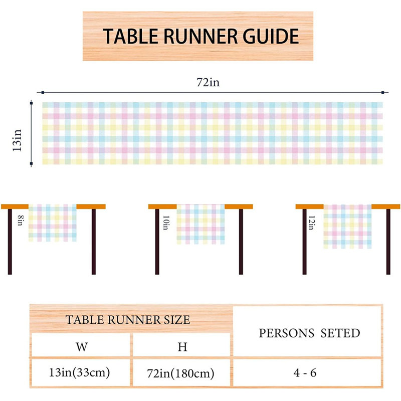 Taleiyah Rectangular Plaid Easter Linen Table Runner