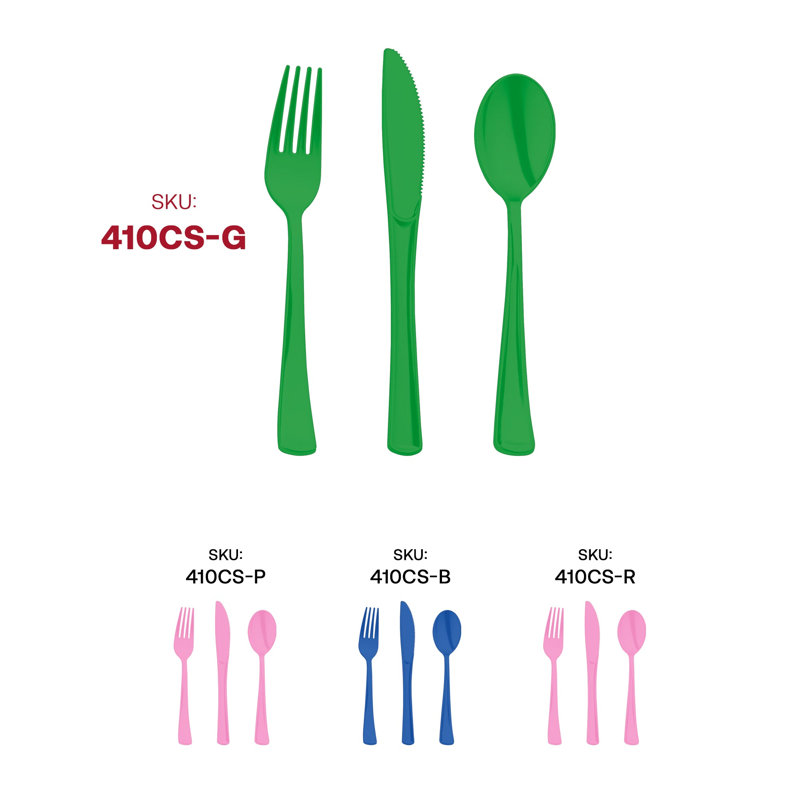 Ensemble de couverts jetables en plastique vert pour 600 invités