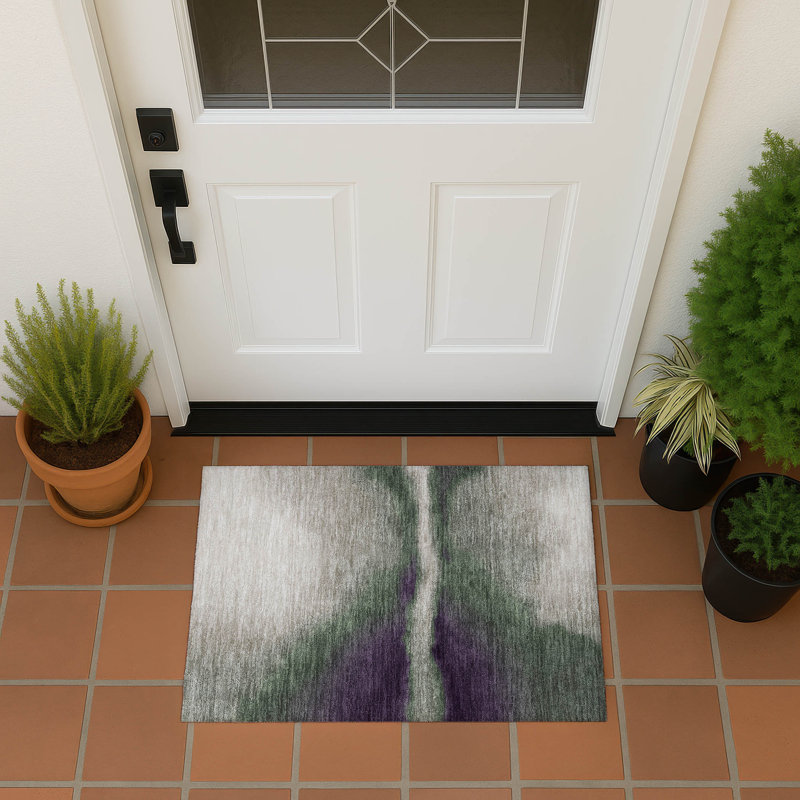 Machine Washable Indoor/Outdoor Lockway ACN2419 Abstract Rug, Rectangle 1'8" x 2'6"