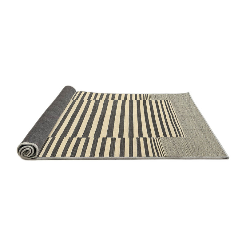 Tapis contemporain noir / gris, Rond 8 pi
