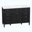 Meuble-lavabo autoportant 48 po avec comptoir en composite, 6 tiroirs et 2 portes, charnières à fermeture douce, poignées en métal argenté, noir, panneau de fibres à densité moyenne-133709778