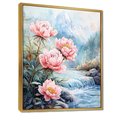 Gitza, pivoines d'hiver et rivière Glacier II - pivoines, reproductions encadrées