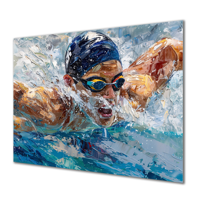 Concours de natation aux Jeux olympiques I - Art mural de natation, Métal métal, H 12 po x l 20 po x P 1 po