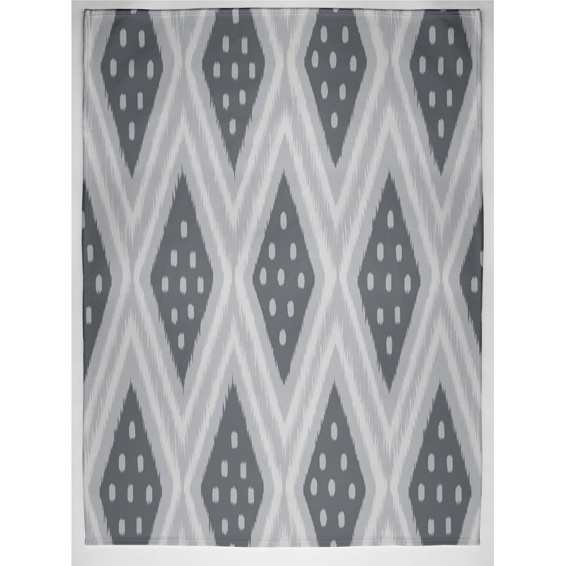 Ikat Diamond Dot Throw Blanket, 60" L x 50" W, Steel (Gray/Dark Gray)