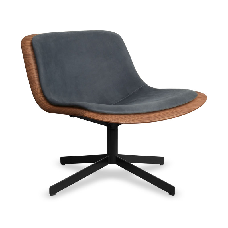 Nonesuch Swivel Lounge Chair, Dark Gray, Walnut