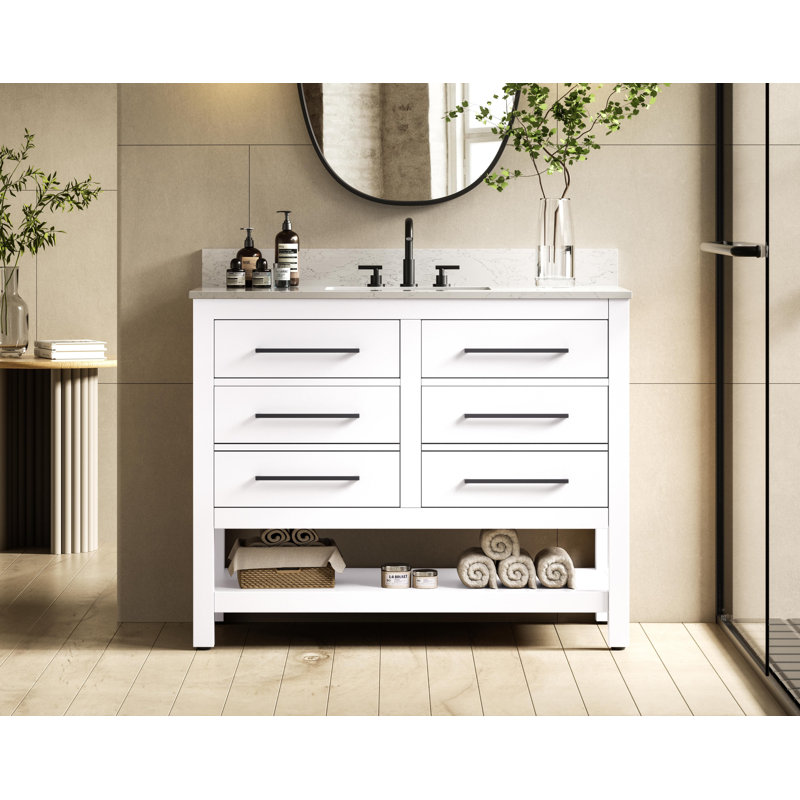 Meuble-lavabo simple 42 po_Moderne_VF60542-BS, Blanc