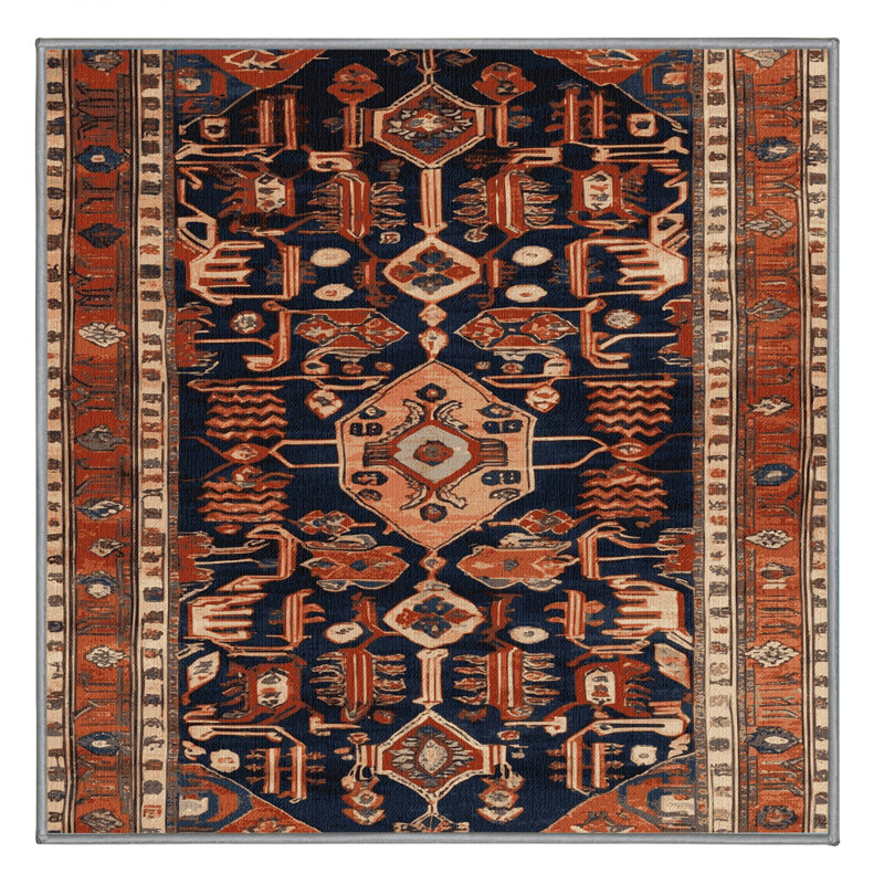 Tapis brun turc lavable à la machine, Carré 4 pi
