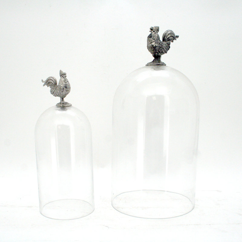 Ensemble de 2 grandes cloche en verre 2 pièces Engebretson, H 16 po x l 7 po x P 7 po