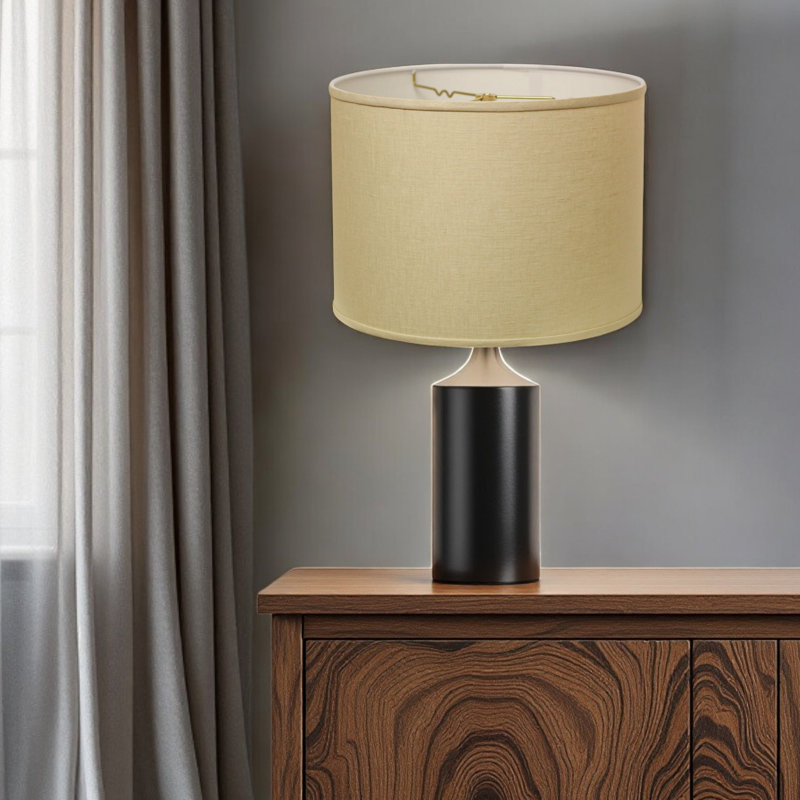 Abat-jour tambour en lin beige, H 10 po x l 14 po x P 14 po