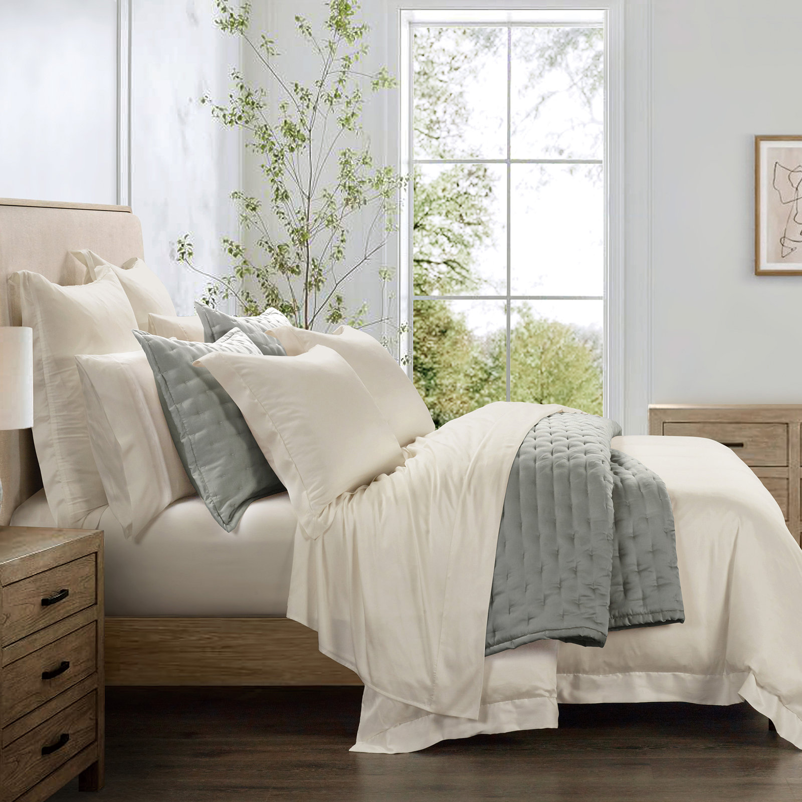 Lyocell Duvet Cover Set, Blush, Queen Duvet Cover + 2 Standard Shams