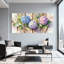 Aquarelle, fleurs d'hortensia sur fond en bois, impression sur toile, ensemble floral (ensemble de 3)-741382212