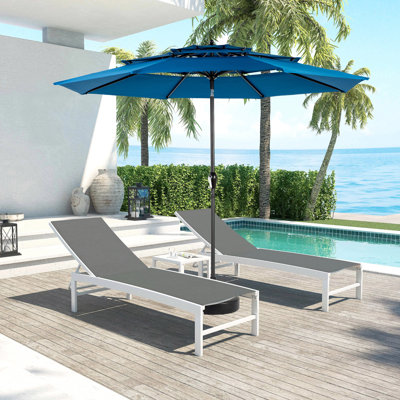 Parasol en aluminium à 3 niveaux à inclinaison automatique à 3 niveaux et parasol pour terrasse de table de marché (base non incluse)