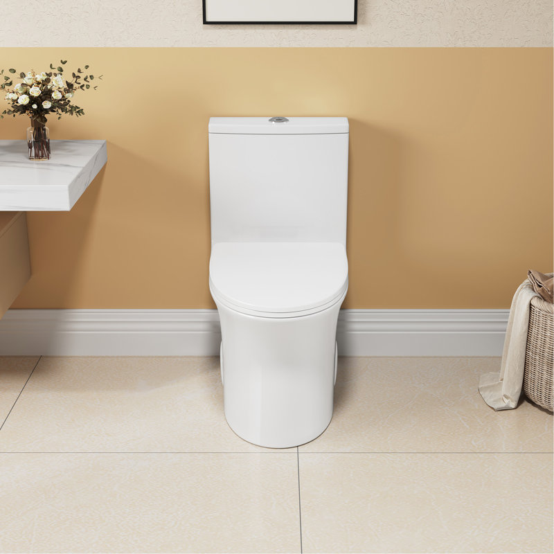Ceramic Toilet, 1.1/1.6 Elongated, Comfort Height, White, & , Robust Close Seat T039wt One , Firmly
