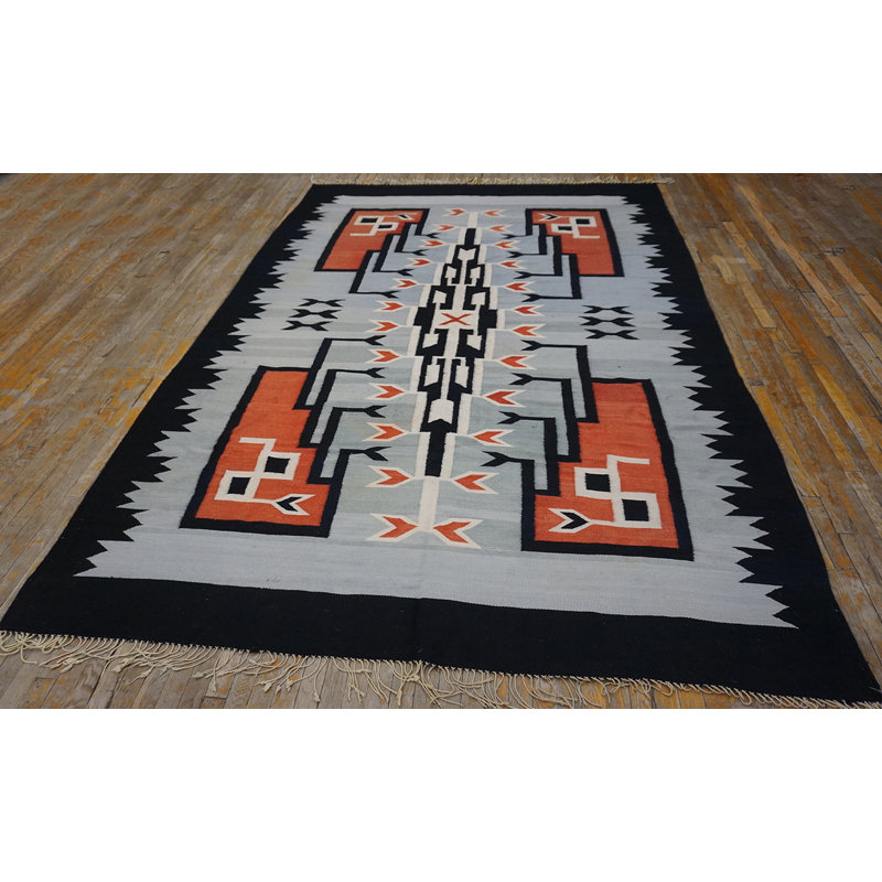 Antique Mexico Geometric Flat Weave Rug