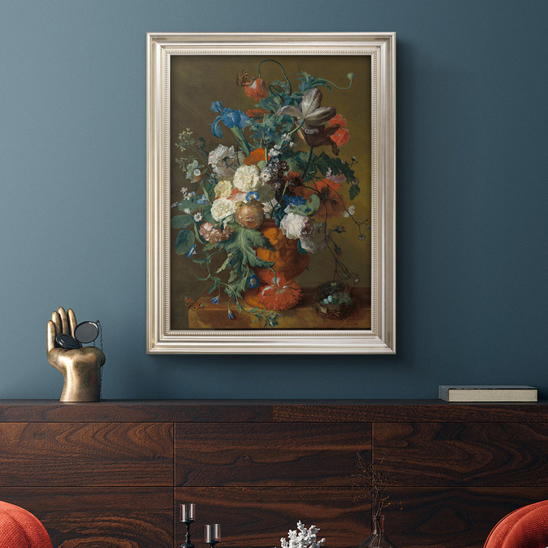 Fleurs dans une urne, toile encadrée de qualité supérieure - prête à être accrochée, H 20 po x l 16 po x P 2,5 po