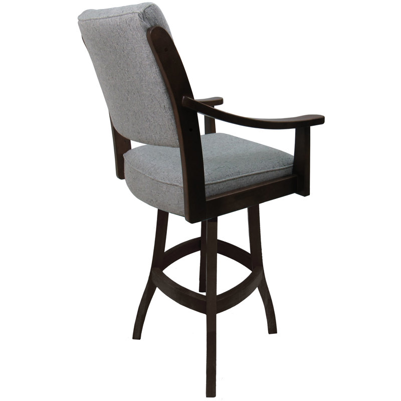 Hemsath Slate Swivel Solid Wood 30'' Bar Stool with Upholstered Seat