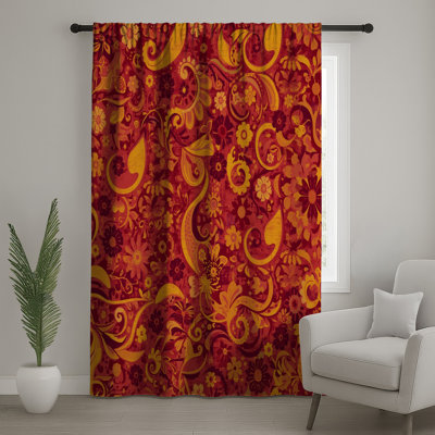 Vibrant Floral Swirls Window Curtains, Floral Sheer & Blockout Curtains - 1 Panel