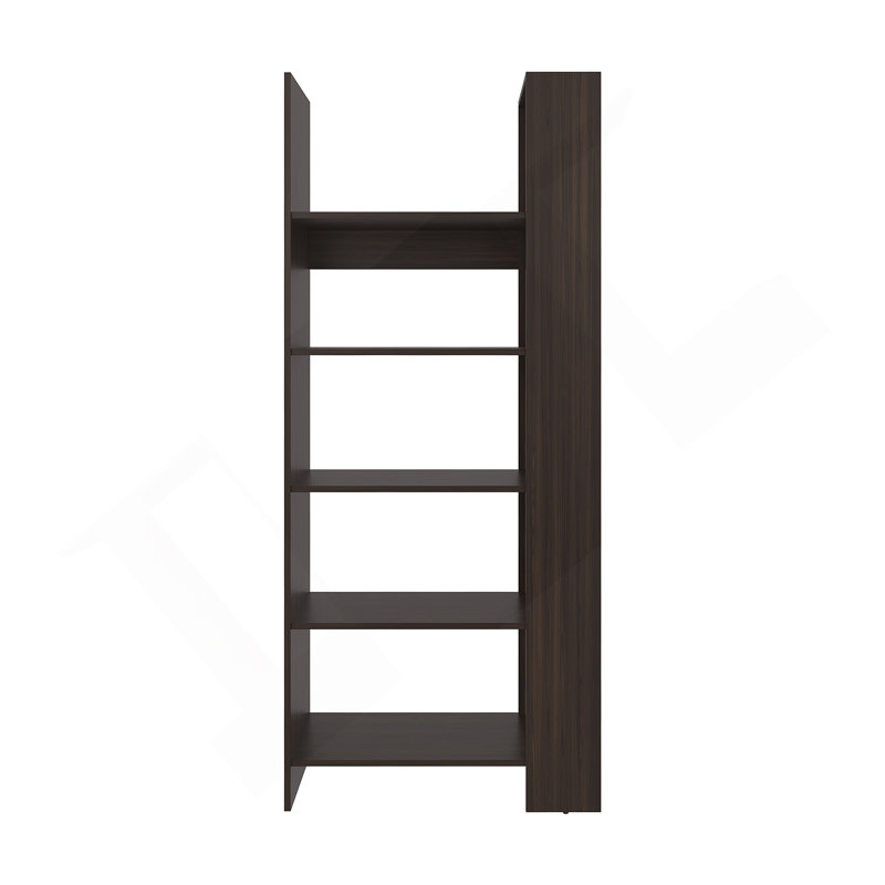 Stained Walnut 5-Shelf Open Bookcase